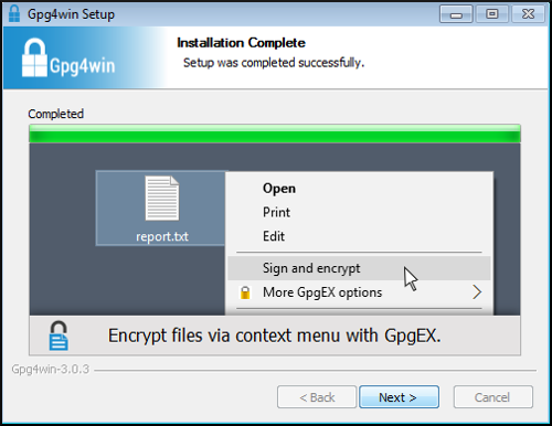 completion installateur gpg4win